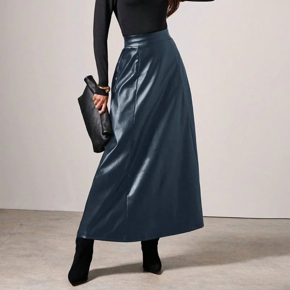Navy Blue Elegant Women's Long Skirt
